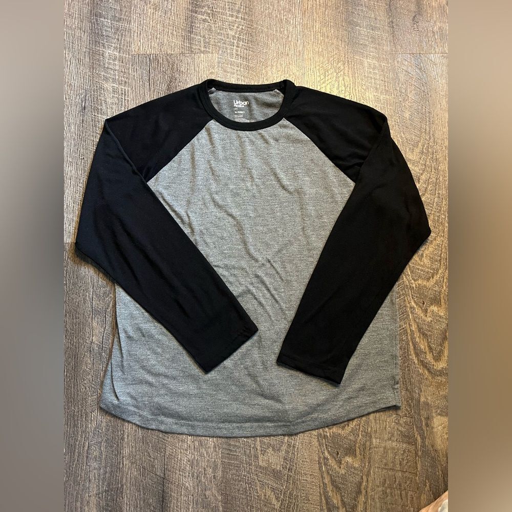 Urban Pipeline Boys Shirt 16 Husky Black Gray Raglan Long Sleeve Tee Casual